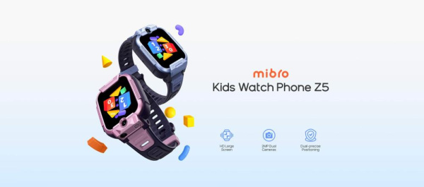 Дитячий годинник-телефон Mibro Z5, 1.69", 240x280, GPS, 2MP dual, 900мА·год, 2АТM, синій