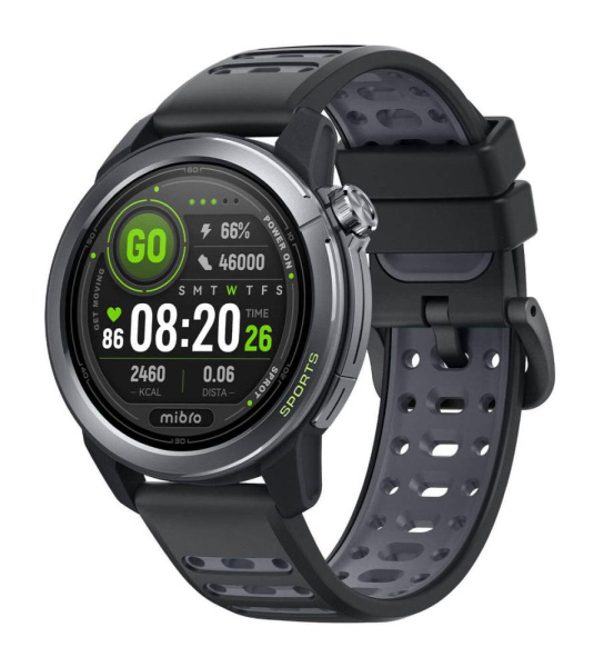 Смарт-годинник Mibro GS Active 2 46мм, 1.32", 466x466, AMOLED, BT 5.3, GPS, 5 ATM, темно-сірий