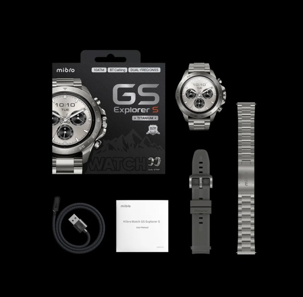 Смарт-годинник Mibro GS Explorer S 48мм, 1.32", 466x466, AMOLED, BT 5.3, Dual-band GPS, 10 ATM, суцільний титан