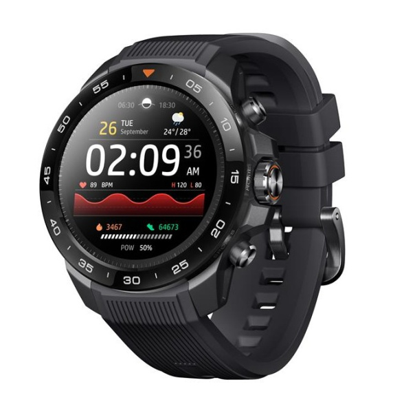 Смарт-годинник Mibro GS Explorer S 48мм, 1.32", 466x466, AMOLED, BT 5.3, Dual-band GPS, 10 ATM, чорний обсидіан
