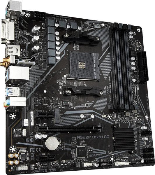 Материнська плата GIGABYTE A520M DS3H AC sAM4 A520 4xDDR4 M.2 HDMI DP Wi-Fi mATX
