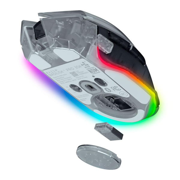Миша Razer Basilisk V3 Pro 35K, RGB, USB-A/WL/BT, Phantom White Ed.