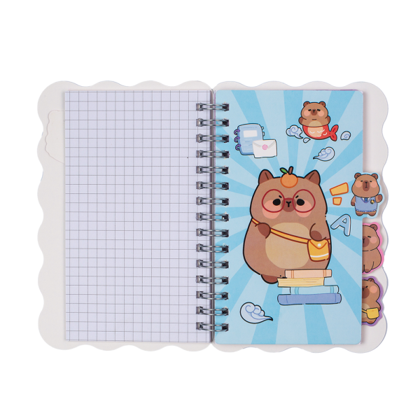 Блокнот на пружині збоку CAPYBARA, А6, 60 арк., клітинка, асорті, KIDS Line