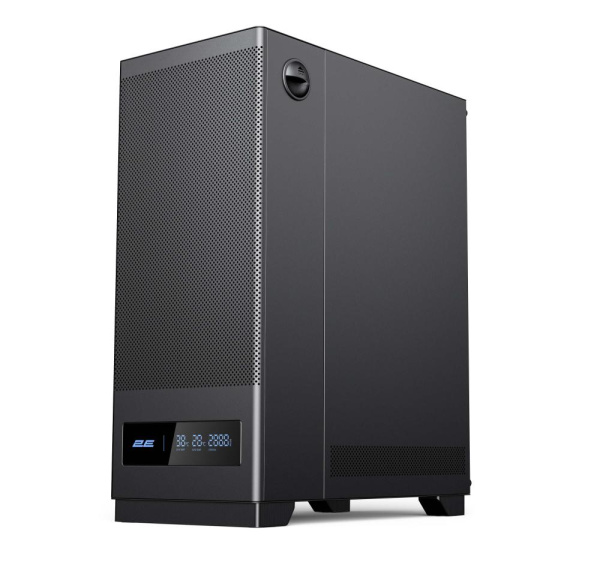 Корпус 2E GAMING  Iconic DS V8202B без БЖ, 1xUSB3.0, 1х USB 2.0, 1xUSB Type-C, 3x120мм ARGB, VGA 330мм, LCS ready, контролер з пультом, дисплей,  TG Side Panel, ATX, чорний