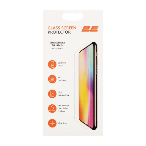 Захисне скло 2E для Samsung Galaxy S26 5G (S942), 2.5D FCFG, (1 Pack), чорна рамка