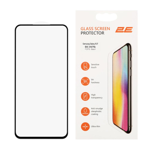 Захисне скло 2E для Samsung Galaxy A37 5G (A376), 2.5D FCFG, (1 Pack), чорна рамка