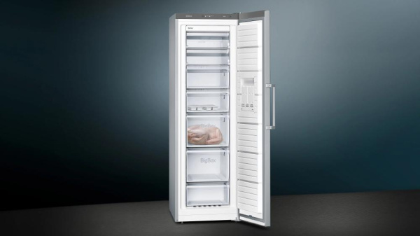 Морозильна камера Siemens, 186x60x65, 242л, 1дв., E, NF, нержавіюча сталь