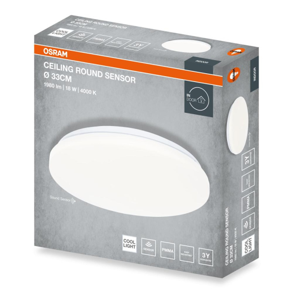 Світильник накладний з датчиком руху OSRAM CEILING ROUND 18Вт 4000K 1140Лм