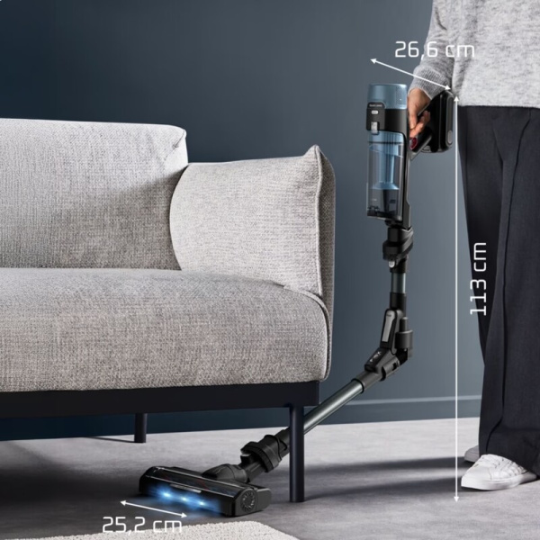 Пилосос Rowenta безпровідний X-Force Flex 10.80, 300Вт, вологе прибирання, конт пил -0.44л, автон. робота до 60хв, HEF system 99,9%, чорно-синій