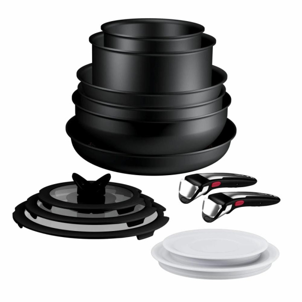 Набір посуду Tefal Ingenio Excellence+, 13 предметів, алюміній, нержавіюча сталь, бакеліт, чорний