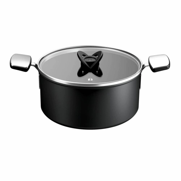 Каструля Tefal Excellence+, з кришкою, 24см, , алюміній, скло, бакеліт, чорний