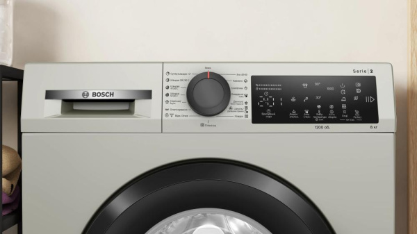 Пральна машина Bosch фронтальна, 8кг, 1200, A, 52см, дисплей, сірий