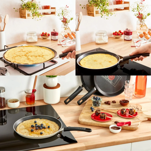 Сковорода млинцева Tefal Halo EUCALYPTUS, 25см, алюміній, бакеліт, сірий