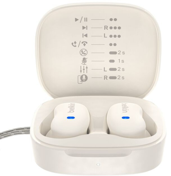 Навушники TWS Belkin Soundform Anywhere True Wireless, кремовий