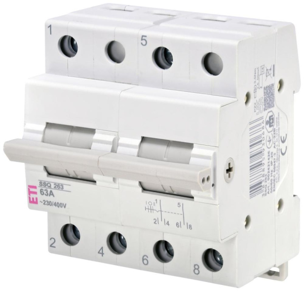 Перемикач навантаження ETI, SSQ 263 "1-0-2", 2p 63A