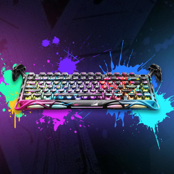 Клавіатура магнітна GravaStar Mercury V75 Pro 80keys, Magnetic Jade Gaming, 8K, USB-A, RGB, Neon Graffiti