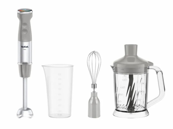 Блендер Tefal заглибний Quickchef+ 1000Вт, 3в1, чаша-800мл, чопер-1000мл, турборежим, сріблясто-сірий