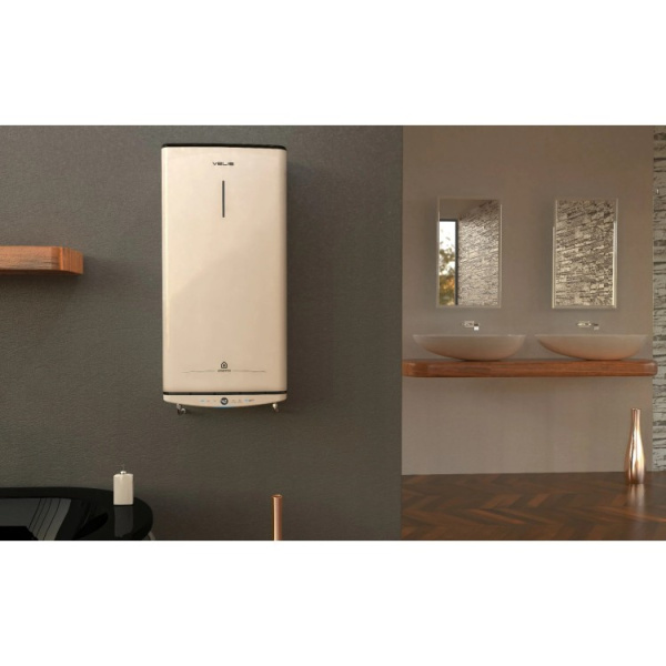 Водонагрівач електричний  Ariston VELIS PRO 80 EU плаский, слім, 80л, 2*1,5 кВт, емал. нагр. ел, ун. монтаж, ел. кер-ня, B, білий