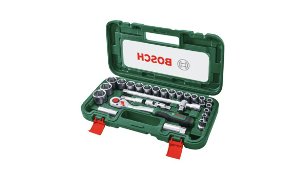 Набір торцевих головок Bosch 1/2" з тріскачкою 265мм, сталь CrV 26шт 0.574кг