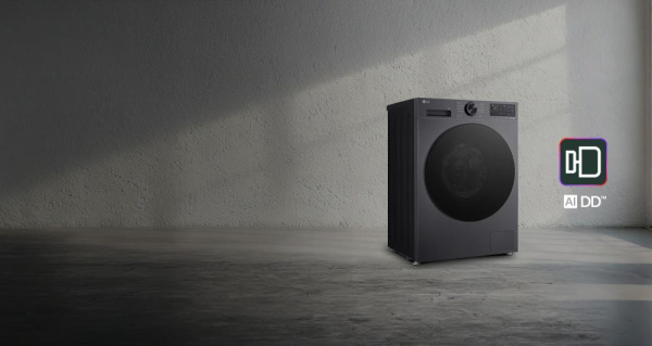 Стиральная машина LG фронтальная, 8кг, 1200, A, 48см, дисплей, пар, инвертор, чорний матовий