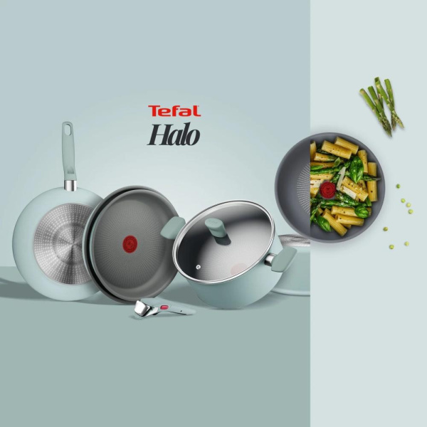 Сковорода Tefal Halo EUCALYPTUS, 30см, алюміній, бакеліт, сірий