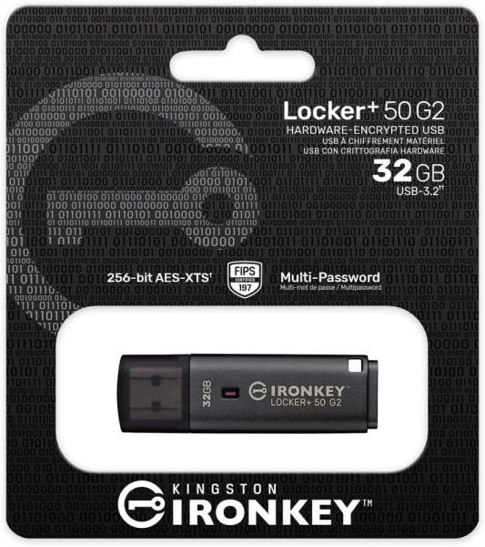 Накопичувач Kingston   32GB USB 3.2 Type-A Gen1 IronKey Locker+ 50 G2
