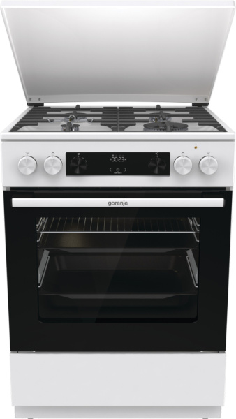 Плита Gorenje комбінована, 71л, 60x60см, дисплей, чавун,з кришкою, програматор IconLed, білий