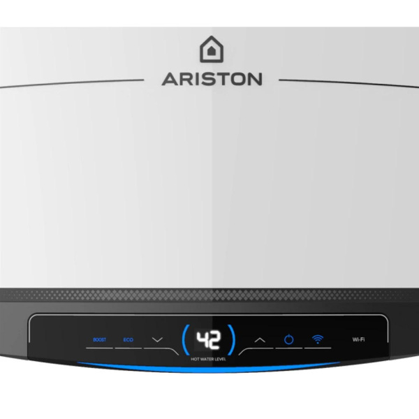 Водонагрівач електр. Ariston QUADRIS 120 WIFI FR EU прямокутний, 120л, 2,4кВт, сух. нагр. елемент, ел. кер-ня, B, Франція, білий