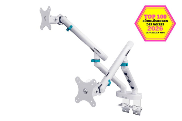 Кріплення DIGITUS Dual Monitor Clamp, 2 x до 35"/10кг, з нахилом, поворотом, біле