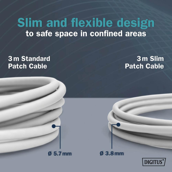 Патч-корд DIGITUS CAT 6a F-FTP Sliim, 0,3 м, AWG 32/7, Cu, LSZH, сірий
