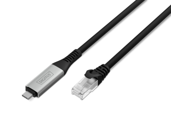 Кабель DIGITUS Ethernet USB-C - RJ45 CAT 6A S/FTP, 1 Gbit/s, 10m, LSZH