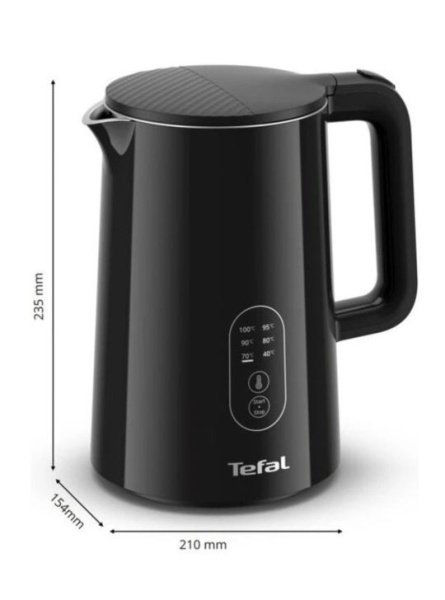 Електрочайник Tefal Thermo Protect Control 1.5л, Strix, з подвійними стінками, 6 темп.реж, чорний