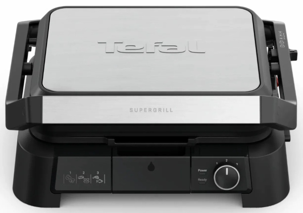 Гриль Tefal прижимний SuperGrill 4in1 2000Вт, темп. режимів-3, з`ємні пластини, метал