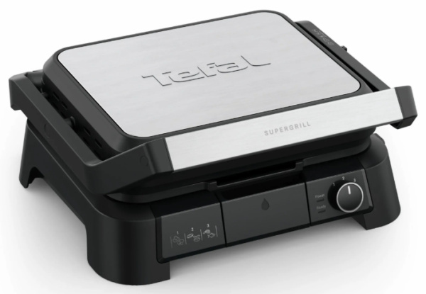 Гриль Tefal прижимний SuperGrill 4in1 2000Вт, темп. режимів-3, з`ємні пластини, метал