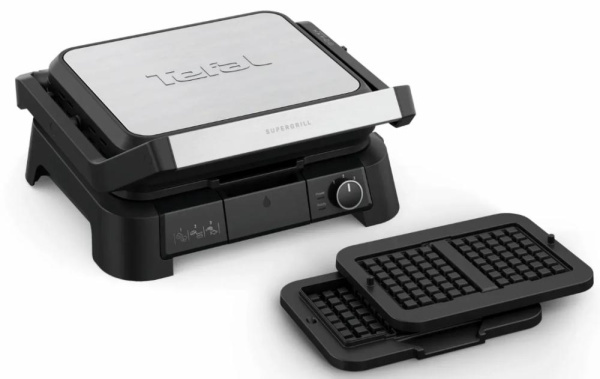 Гриль Tefal прижимний SuperGrill 4in1 2000Вт, темп. режимів-3, з`ємні пластини, метал