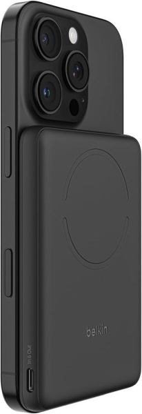 Акумулятор портативний літій-іонний Power Bank Belkin 5000мА·год, 15Вт/Qi2 7.5Вт, Slim Magnetic Ring, чорний