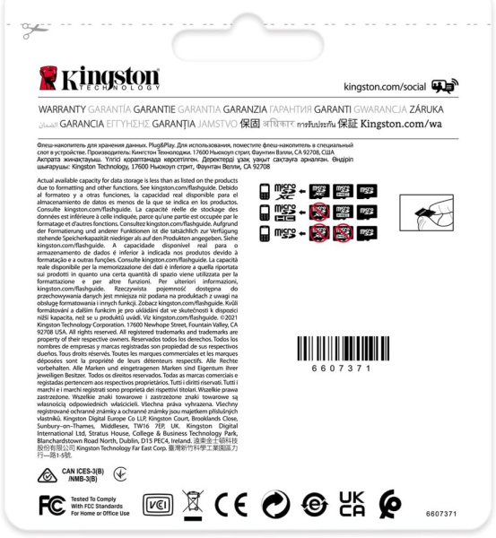 Карта пам'яті Kingston microSD   16GB C10 UHS-I U3 A2 V30 R100/W80MB/s Industrial