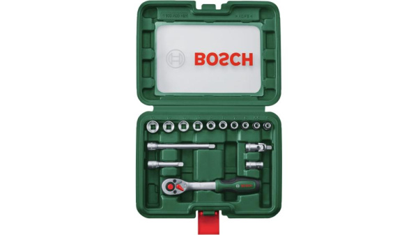 Набір торцевих головок Bosch, 1/4" з тріскачкою 15шт 0.574кг
