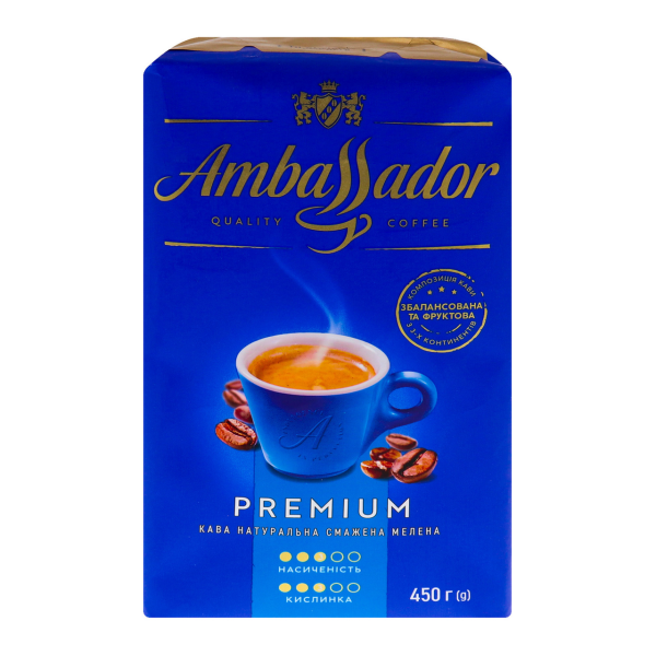 AMBASSADOR КАВА МЕЛ 450Г : ПРЕМІУМ