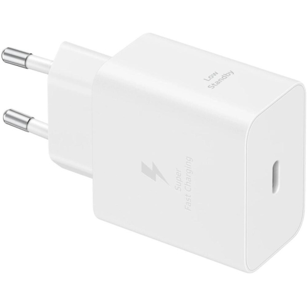 Зарядний пристрій мережевий Samsung 45Вт USB-С PD PPS, кабель USB-C > USB-C, 1.8м, білий