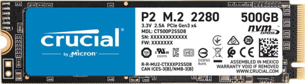 Накопитель SSD Crucial M.2 500GB PCIe 3.0 x4 P2