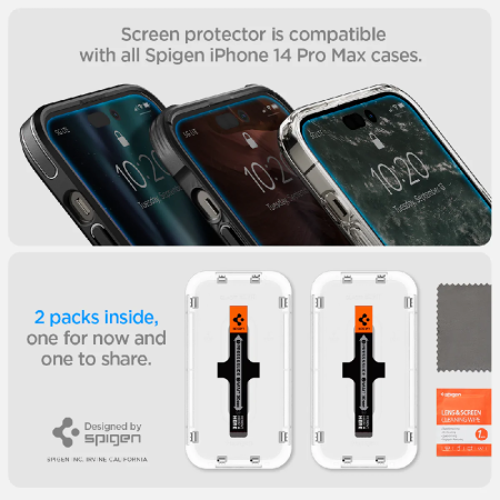 Защитное стекло Spigen для Apple Iphone 14 Pro Max Glas tR EZ Fit (2 Pack), Clear