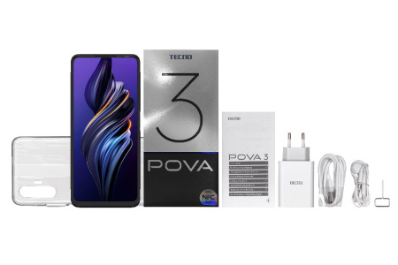 Смартфон TECNO POVA-3 (LF7n) 6/128Gb NFC 2SIM Electric Blue