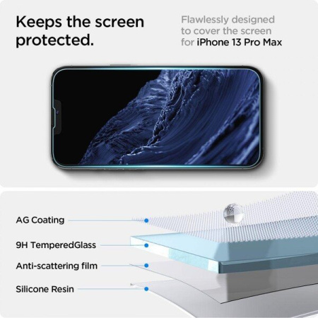 Защитное стекло Spigen для Apple Iphone 14 Plus/13 Pro Max tR EZ Fit Transparency Sensor Open (2 Pack), Clear