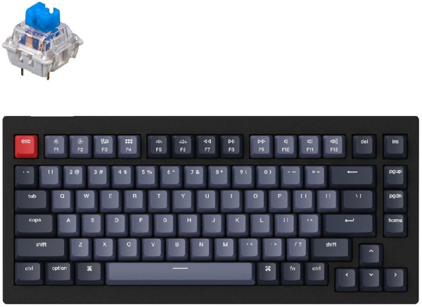 Клавиатура Keychron V1 84 Key QMK Gateron G PRO Blue Hot-Swap RGB Carbon Black