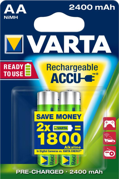 Аккумулятор VARTA RECHARGEABLE ACCU AA 2400mAh BLI 2 NI-MH (READY 2 USE)