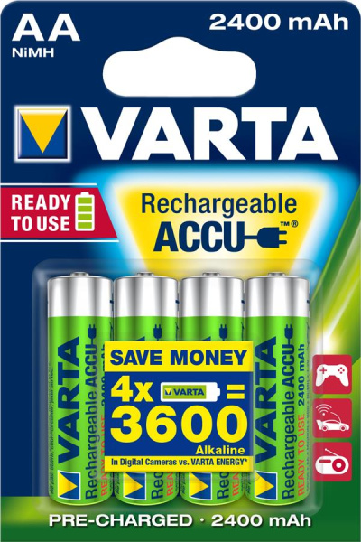 Аккумулятор VARTA RECHARGEABLE ACCU AA 2400mAh BLI 4 NI-MH (READY 2 USE)