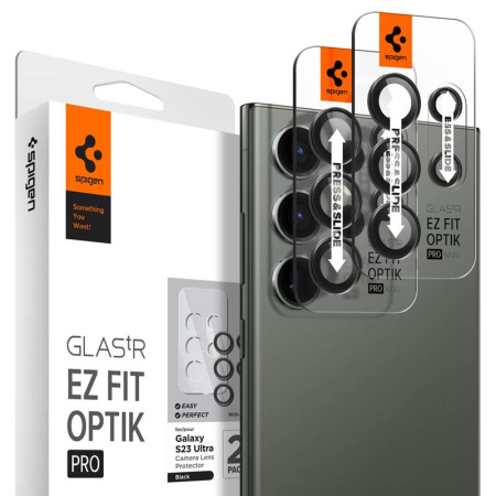 Защитное стекло Spigen для линз камеры Samsung Galaxy S23 Ultra Glas.tR EZ Fit Optik Pro (2P) Black