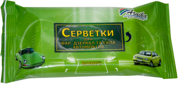 Серветки вологі для автоскла, 15шт.