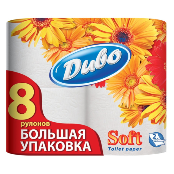 Папір туалетний целюлозний "Диво" Soft, 8 рул